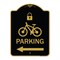 Signmission Parking W/ Lock Cycle & Left Arrow, Black & Gold Aluminum Sign, 18" x 24", BG-1824-23474 A-DES-BG-1824-23474 - alternate 1